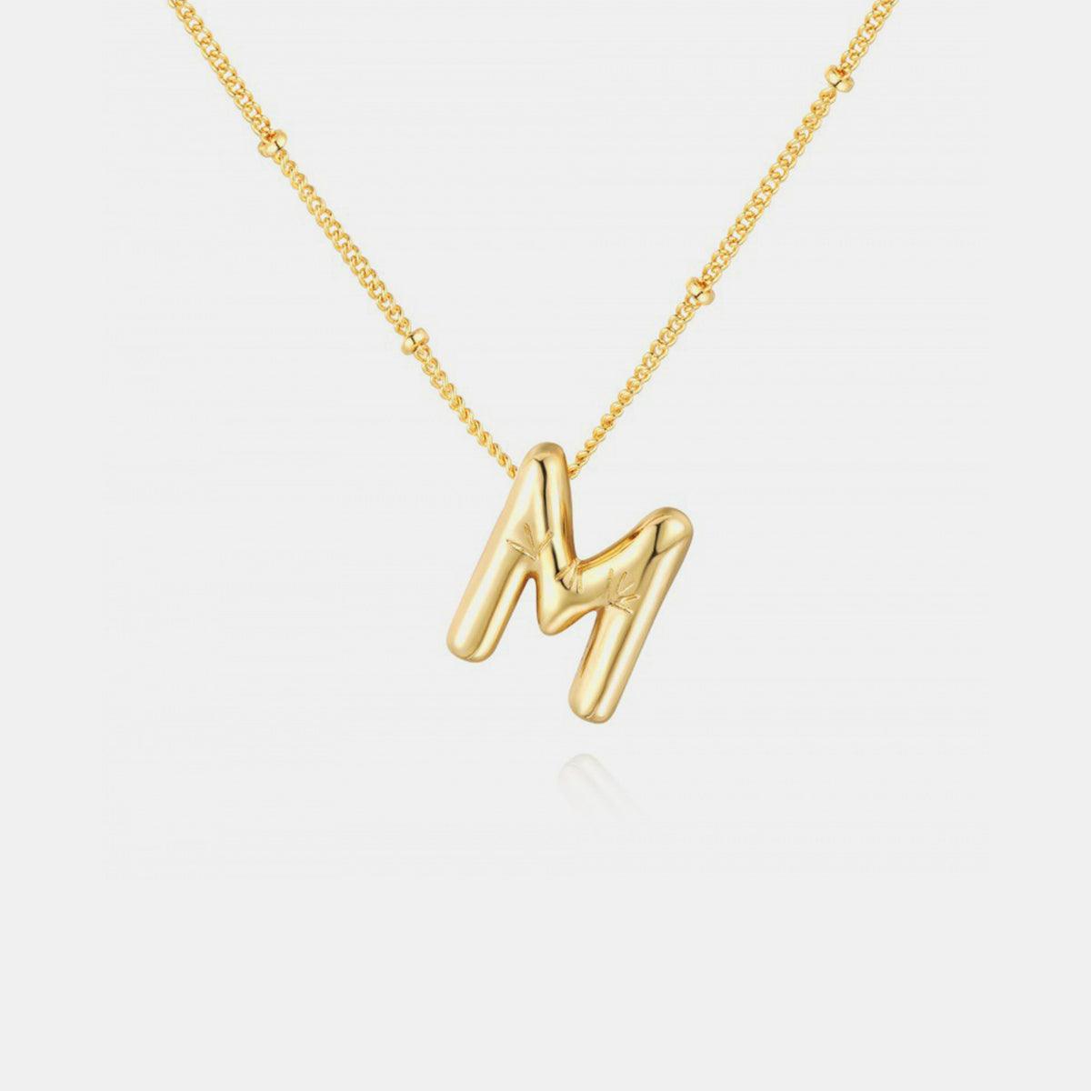 Gold-Plated Bubble Initial Necklace Style M One Size