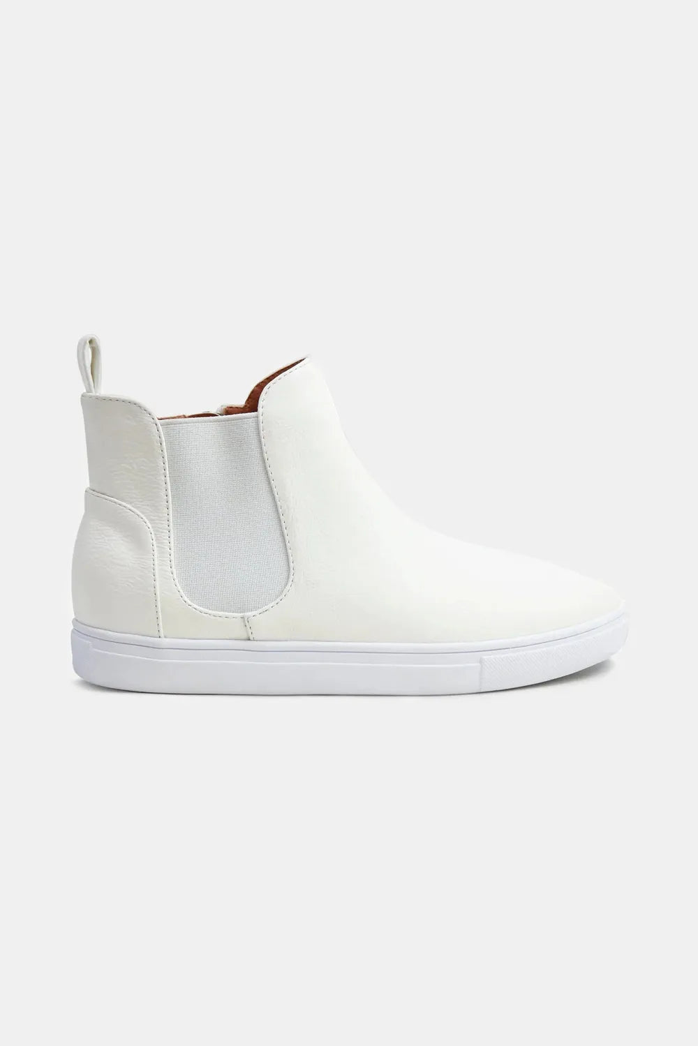 Beast Fashion Faux Suede Elastic Side Panel Sneakers White