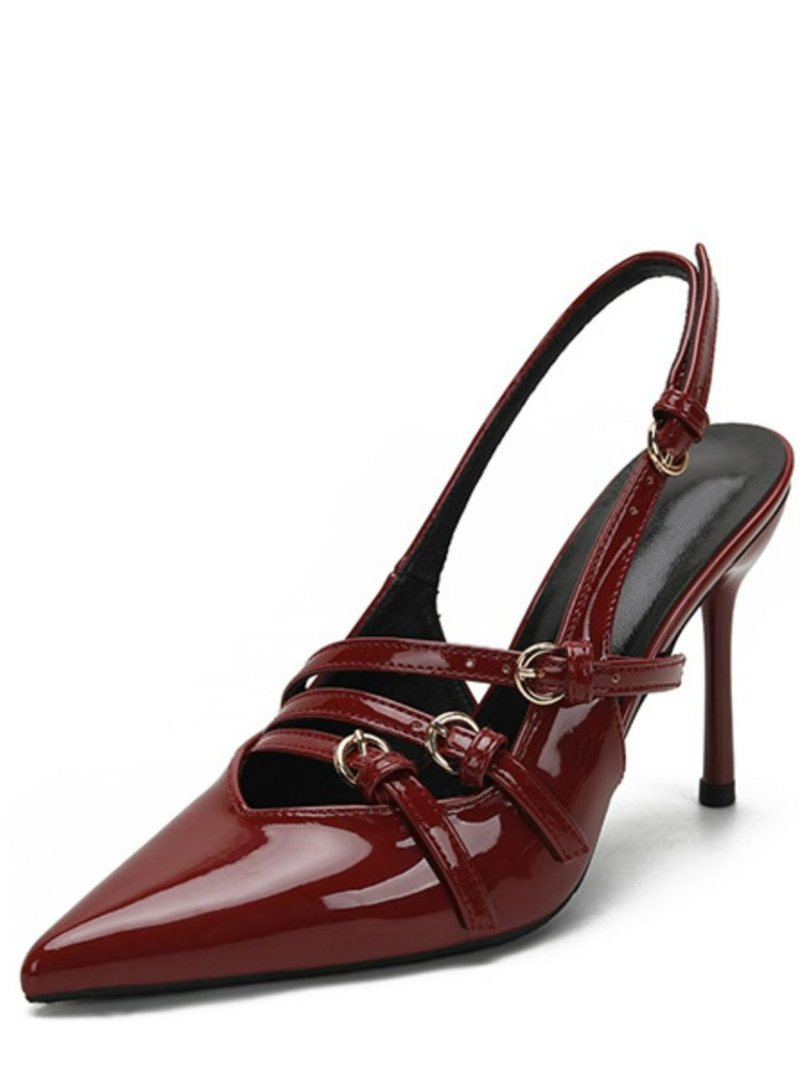 Point Toe Stiletto Slingback Pumps Burgundy