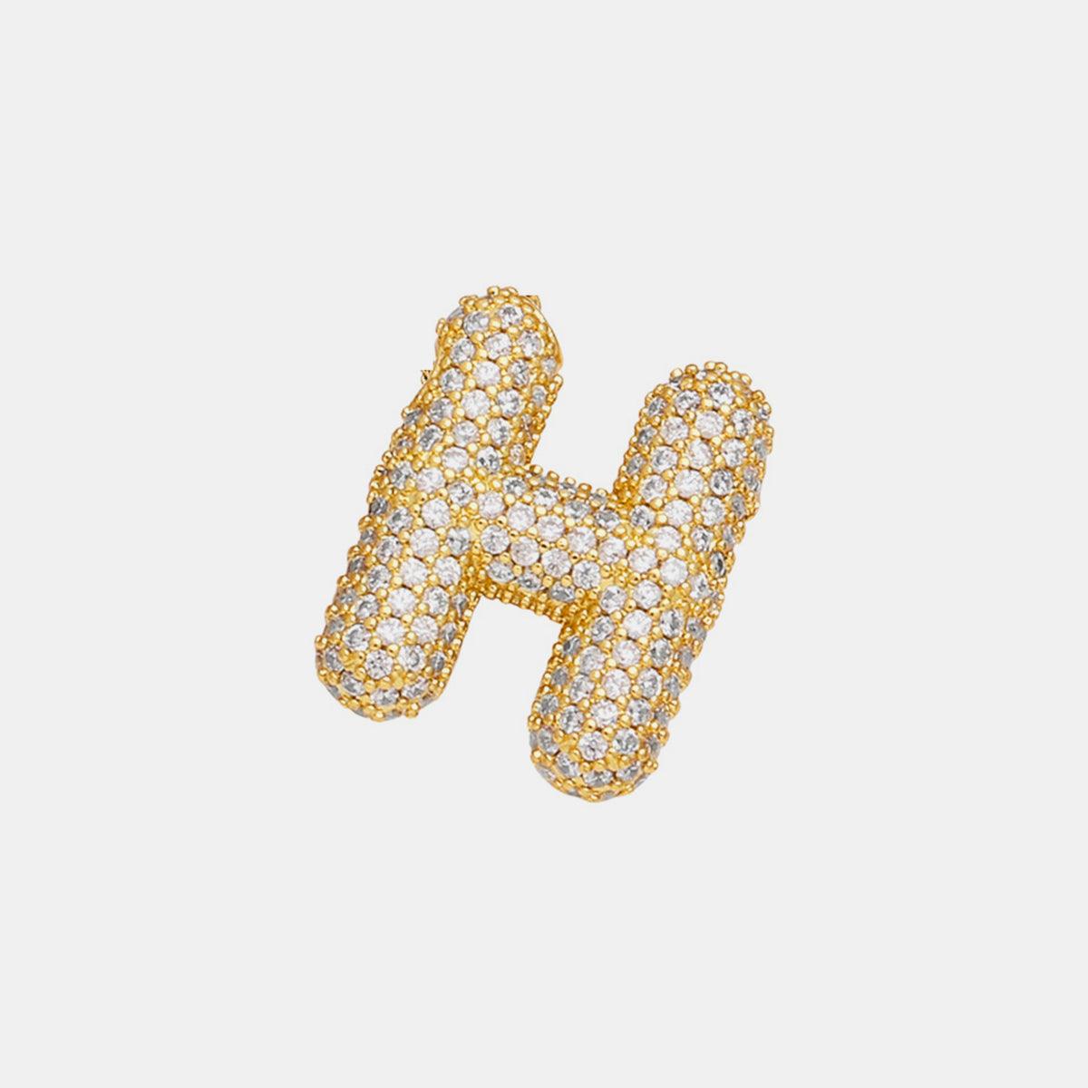Inlaid Zircon Bubble Initial Necklace Style H One Size
