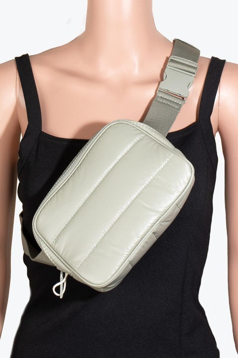 Fame Quilted Nylon Crossbody Bag Moss One Size