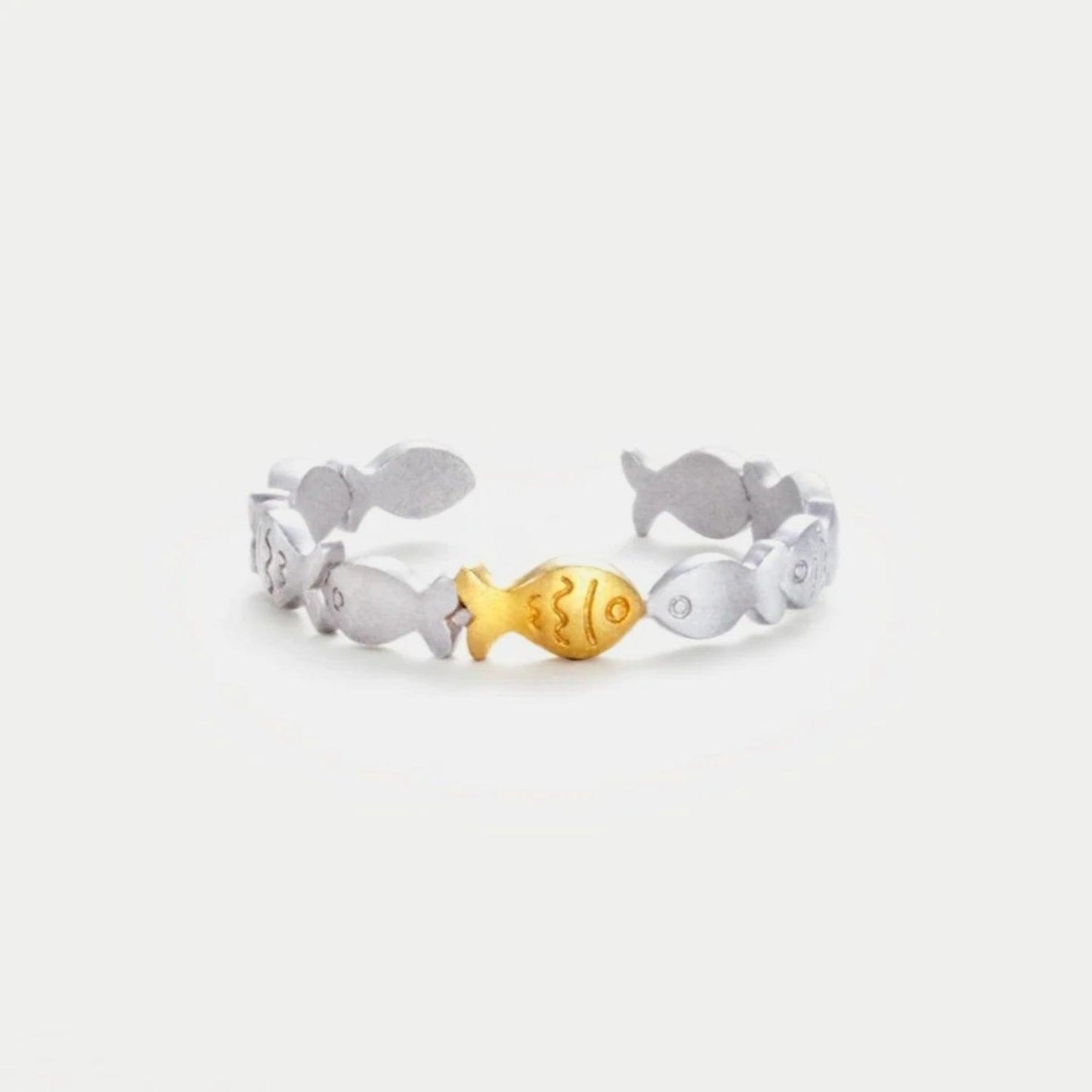 925 Sterling Silver Fish Open Ring Style B 7