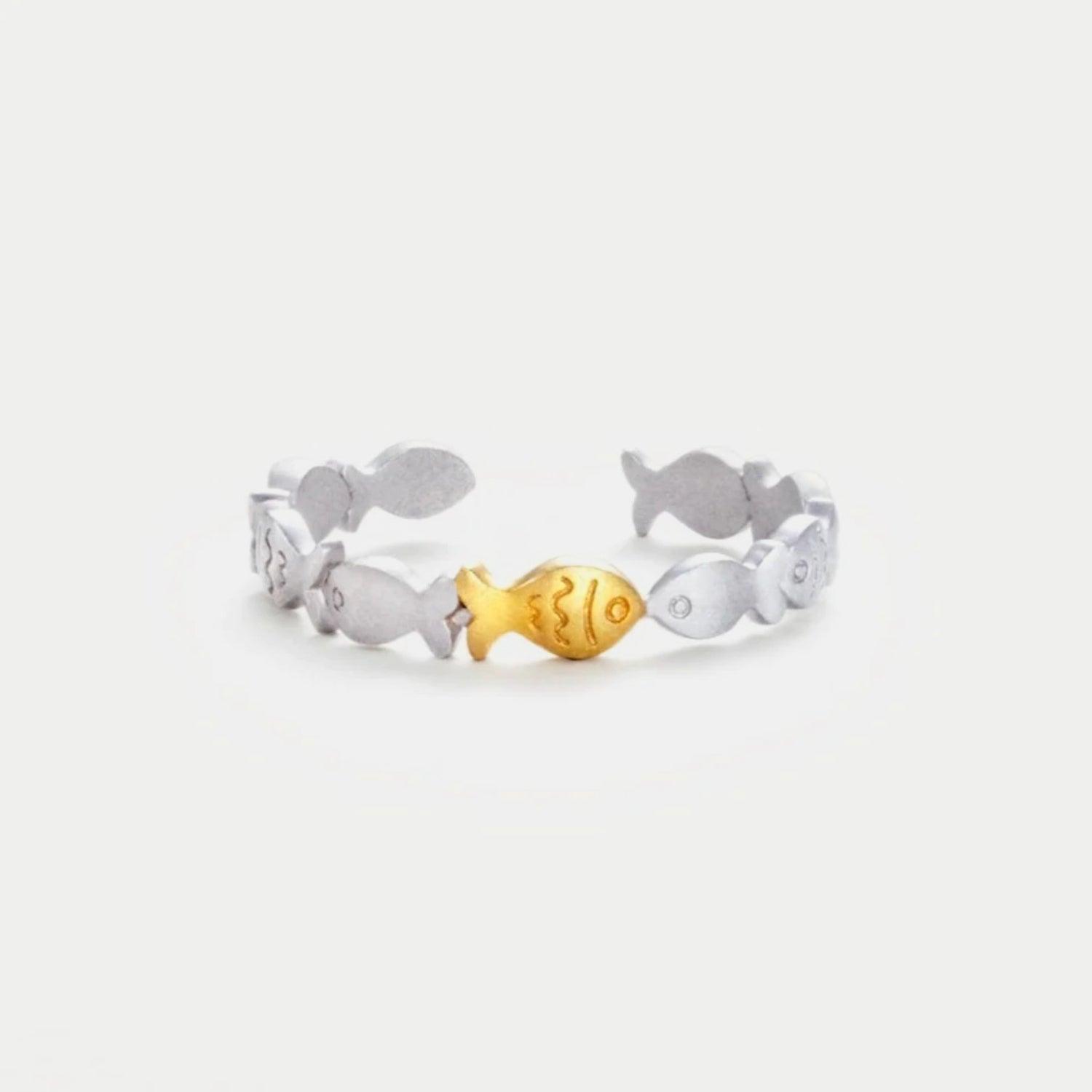 925 Sterling Silver Fish Open Ring Style B 7