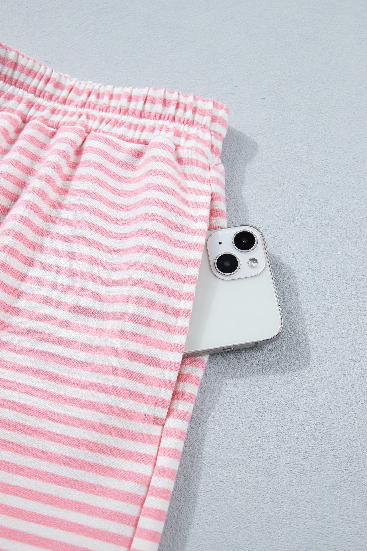 Stripe Contrast Mock Neck Tee & Shorts Set