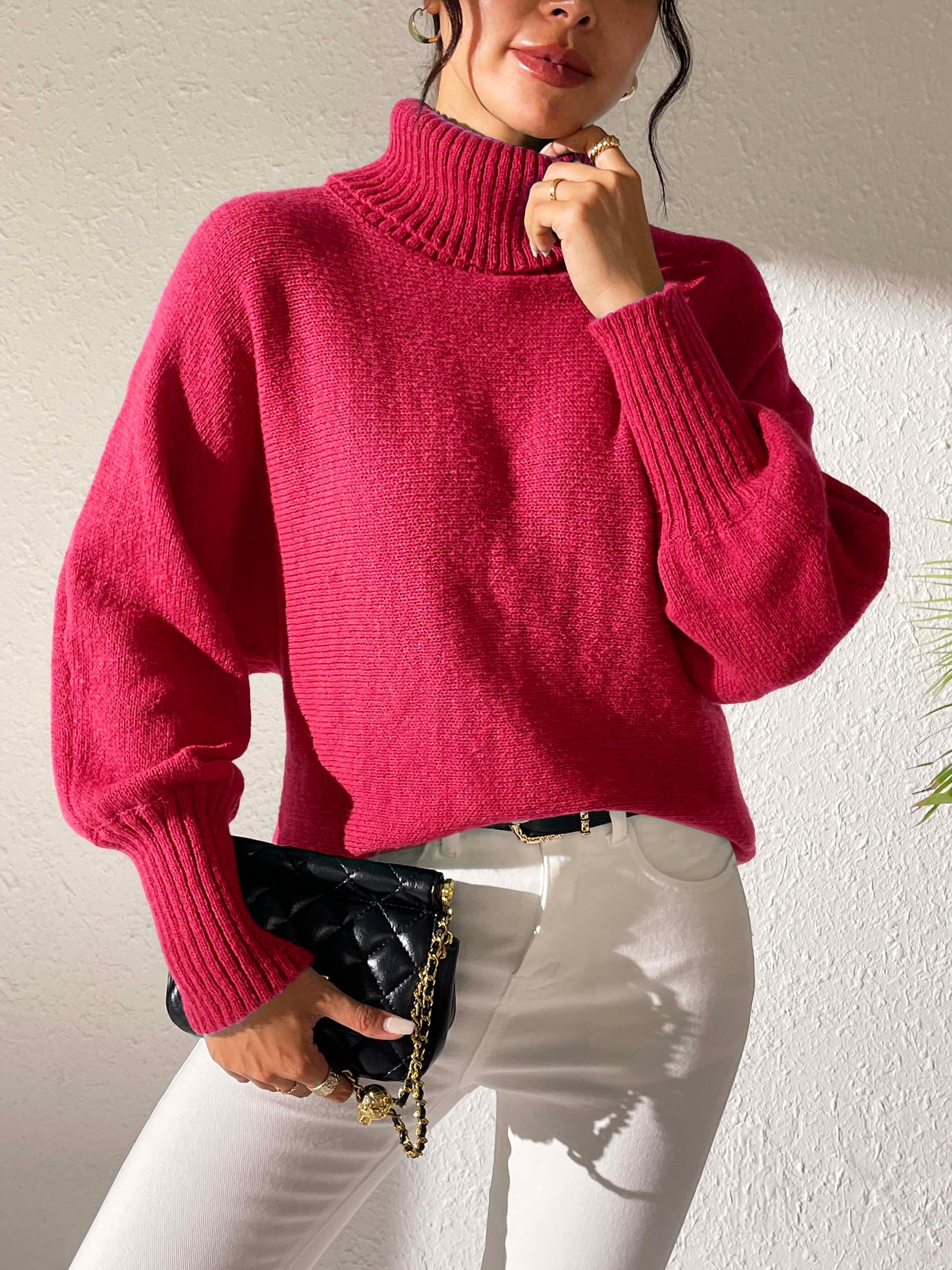 Turtleneck Long Sleeve Sweater Deep Red