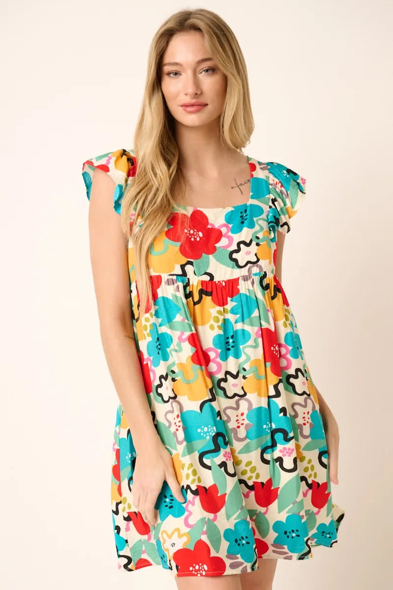 Mittoshop Multi Color Flower Print Babydoll Dress