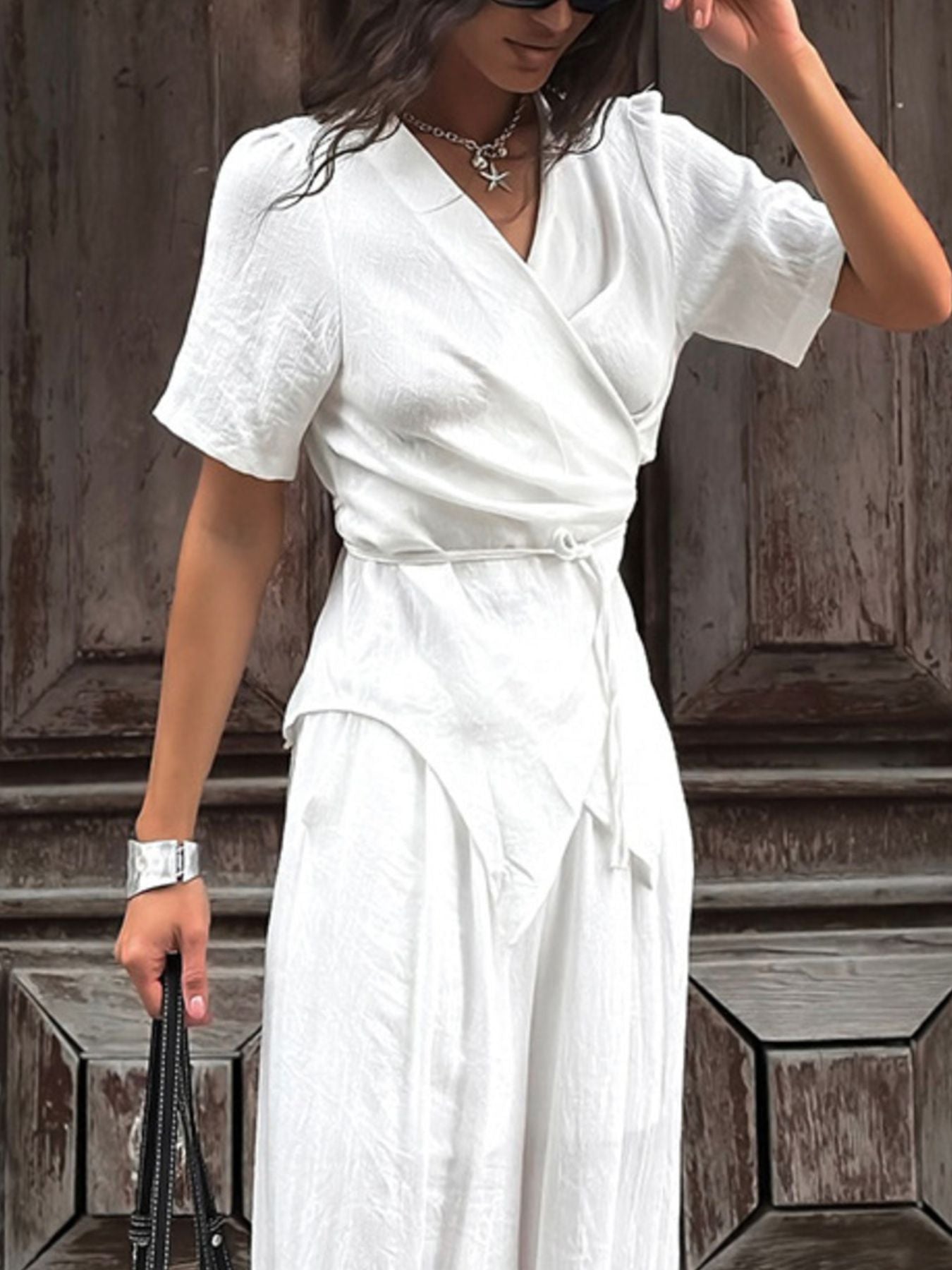 Wrap Top & Wide Leg Pants Set