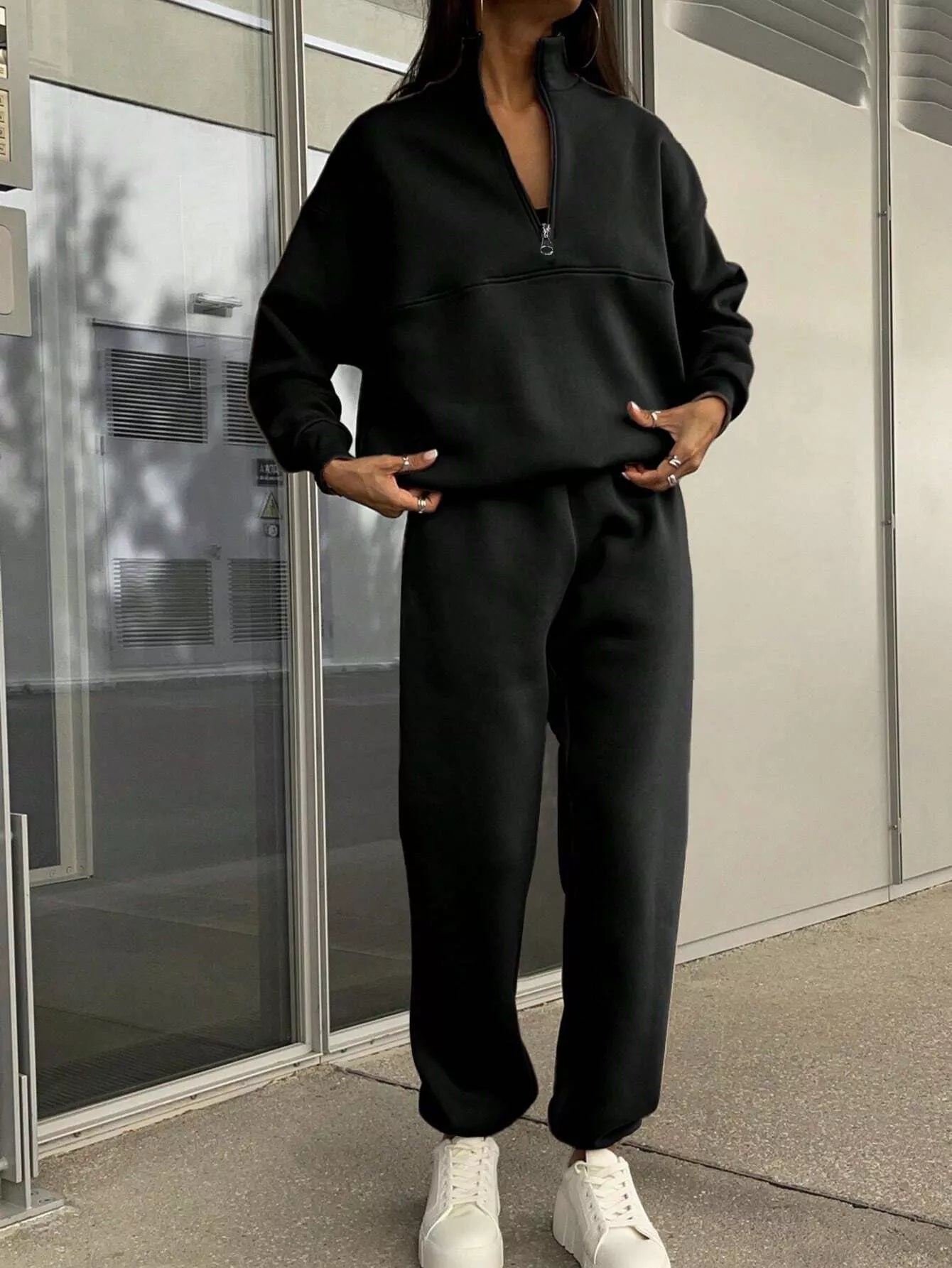 Half Zip Sweatshirt and Pants Set