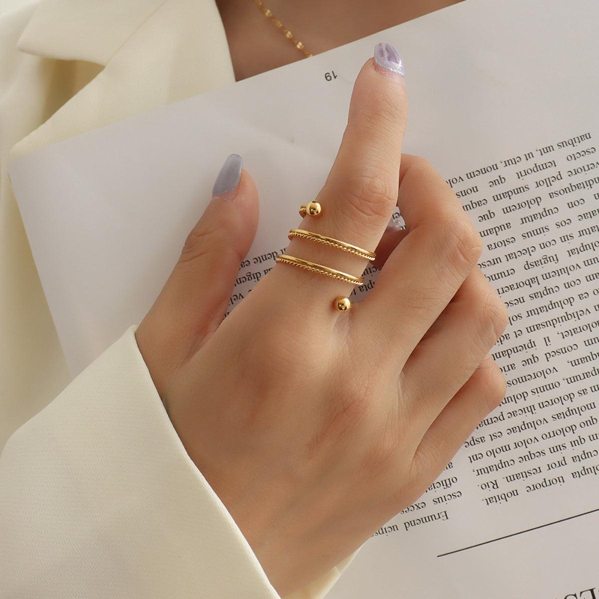 Titanium Steel Wrap Ring Gold One Size