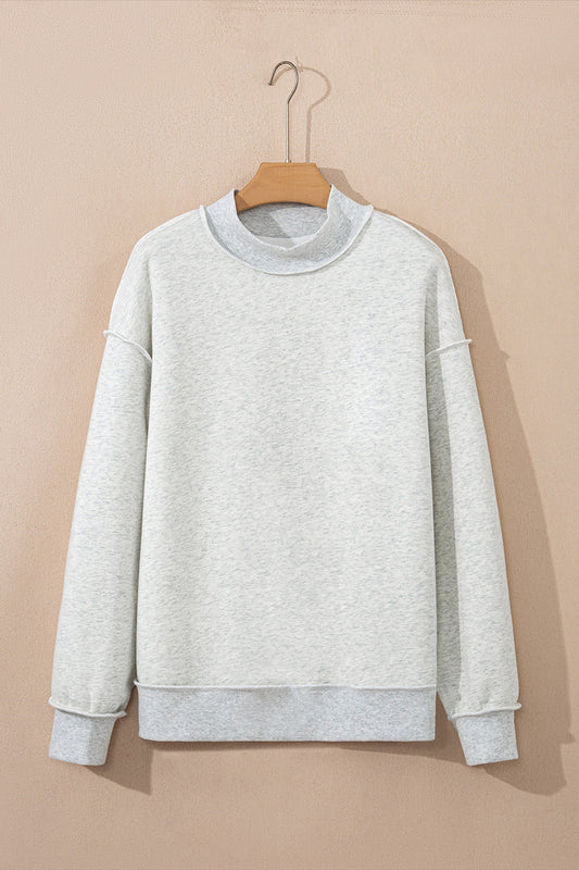 Solid Reversible Mock Neck Oversized Sweatshirt