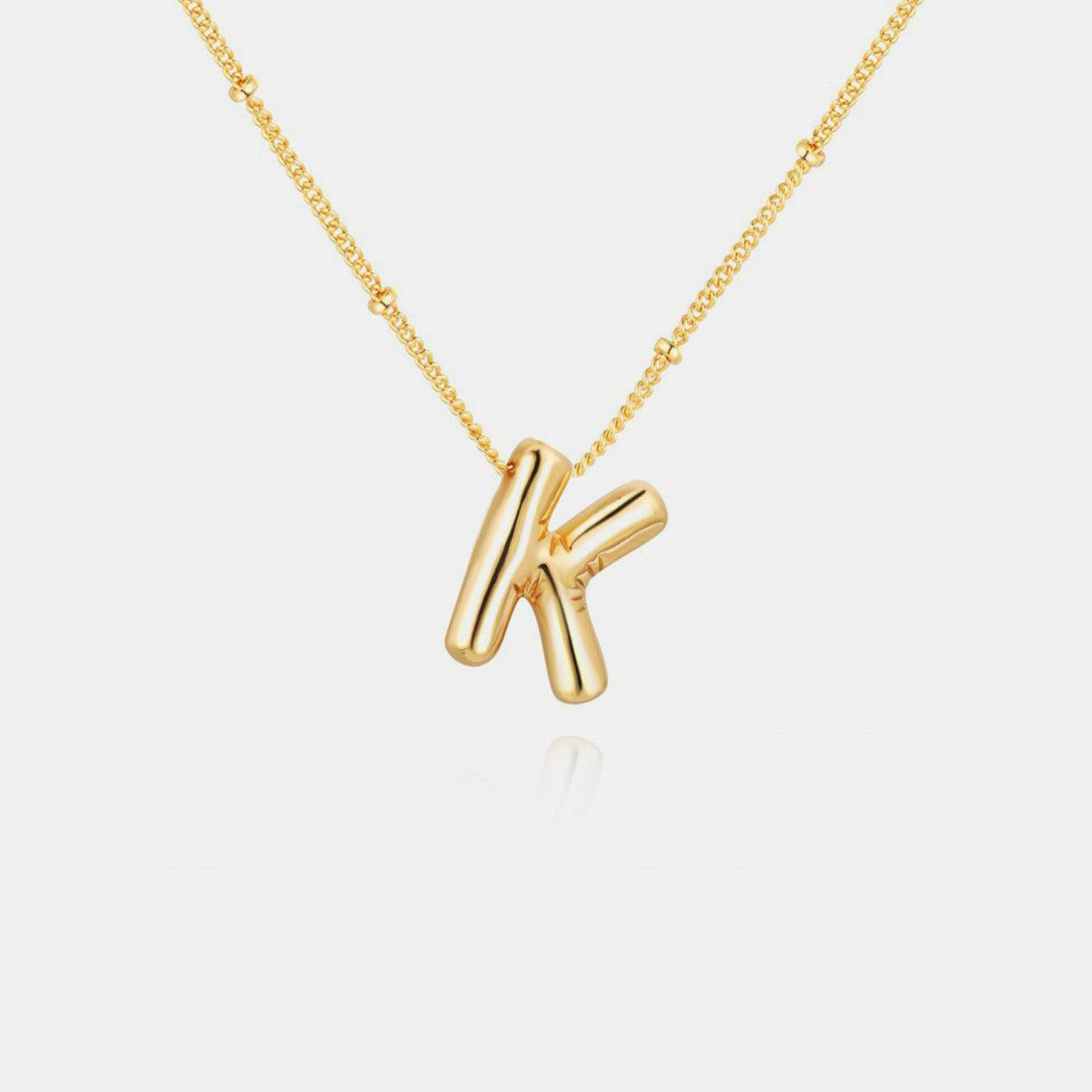 Gold-Plated Bubble Initial Necklace Style K One Size