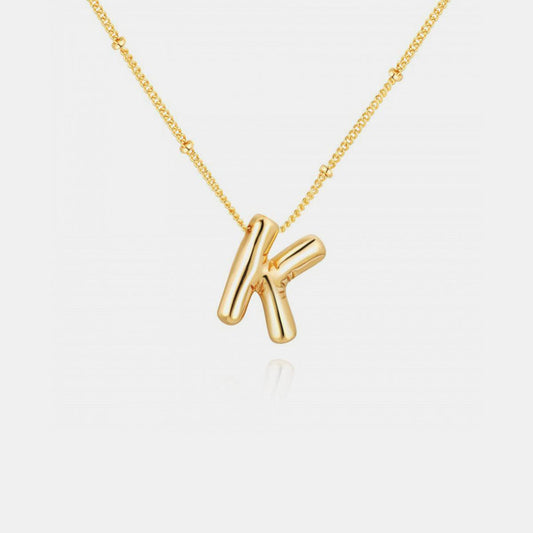 Gold-Plated Bubble Initial Necklace Style K One Size