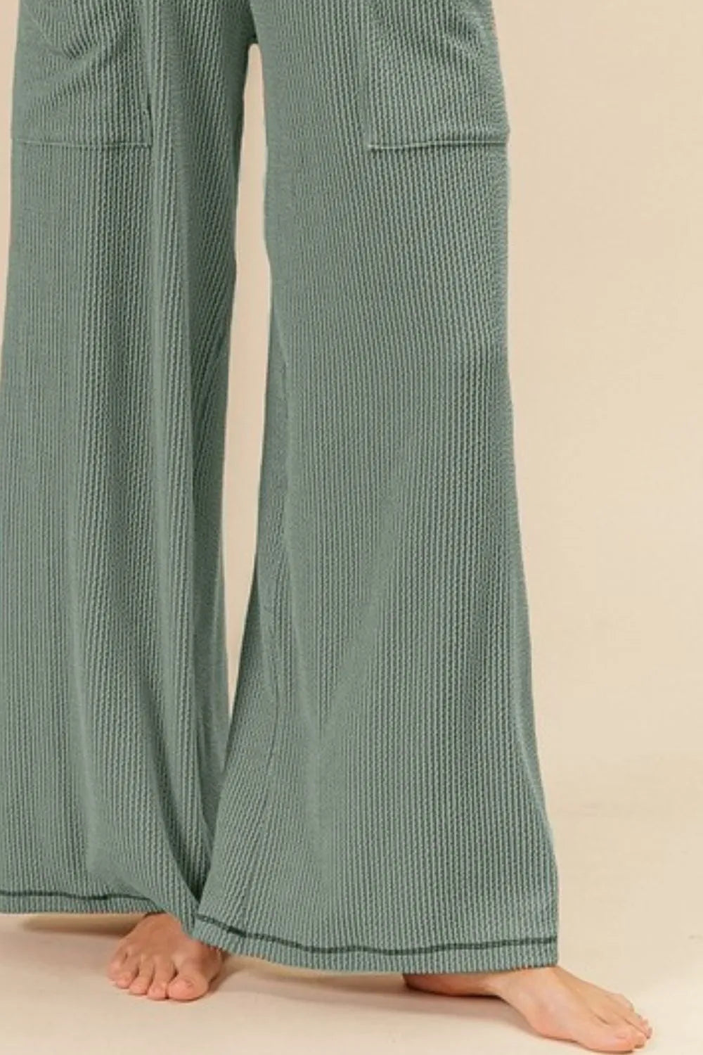 BiBi 2tone Cord Rib Waist Band Side Pocket Pants