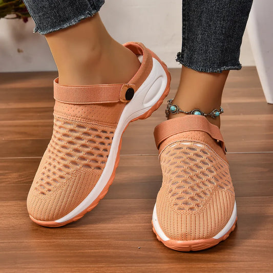Breathable Mesh Round Toe Sneakers Sherbet