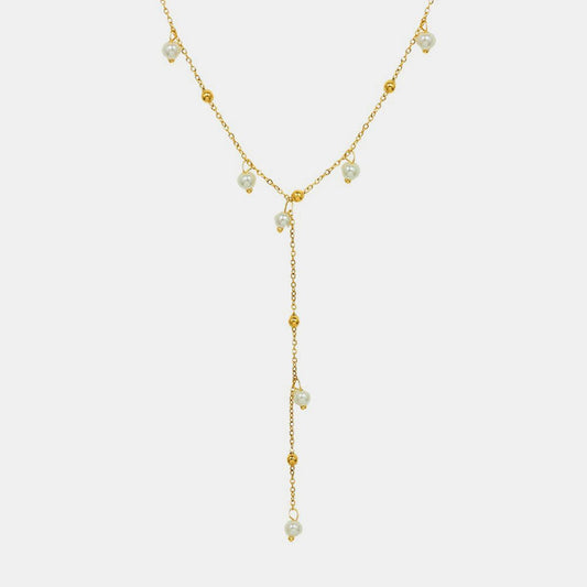 18K Gold-Plated Pearl Drop Necklace Gold One Size