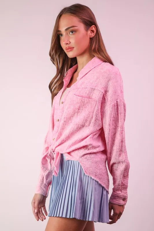VERY J Mineral Washed Gauze Shirt Top