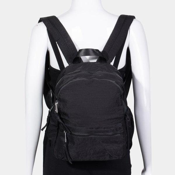 Fame Nylon Multi Pocket Backpack Bag Black One Size