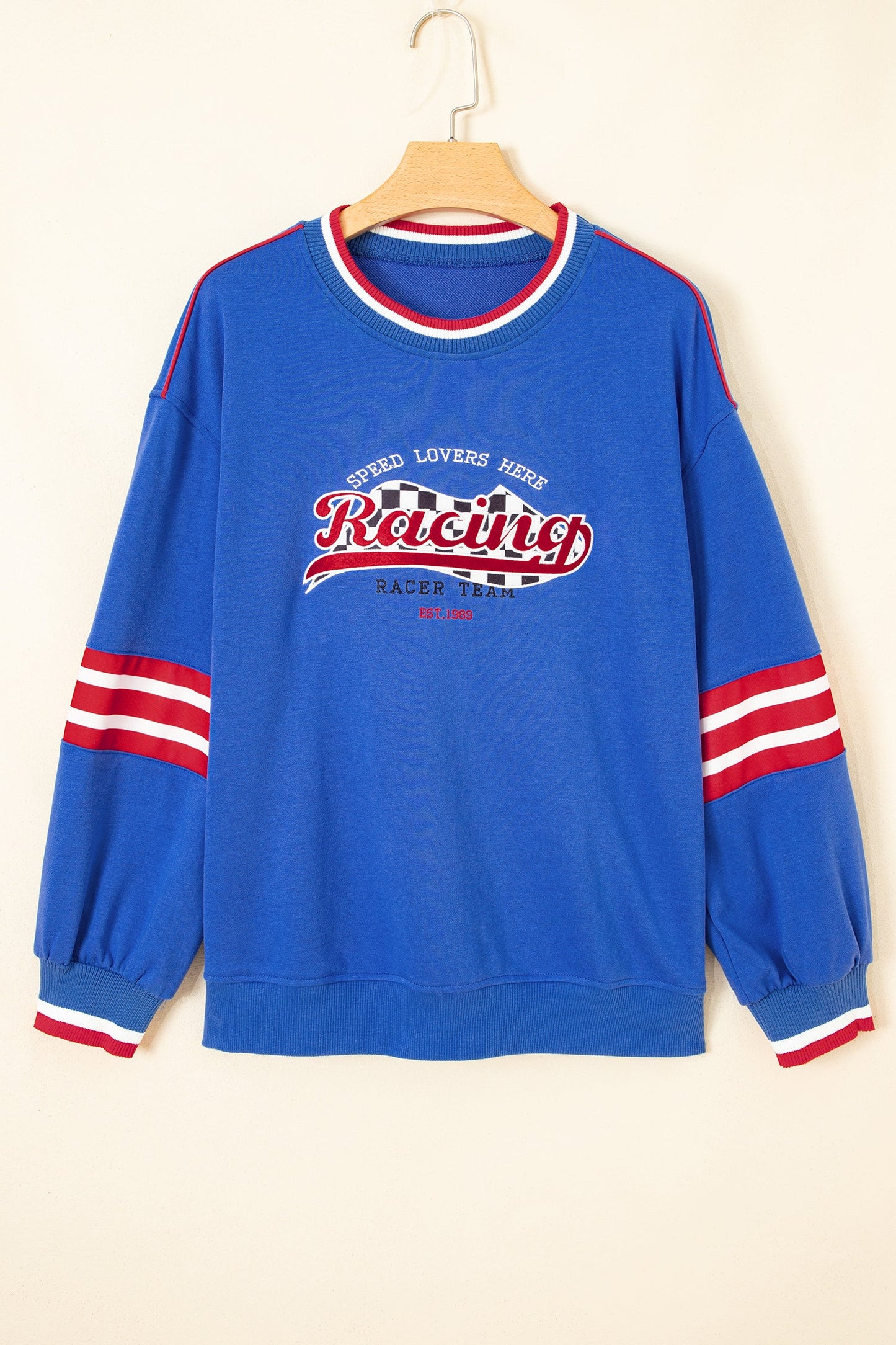 Racing Graphic Embroidered Patch Long Sleeve Sweatshirt