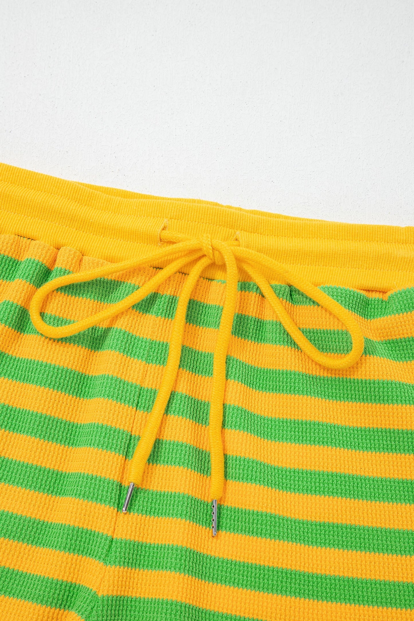 Stripe Puff Sleeve T-Shirt & Drawstring Shorts Set