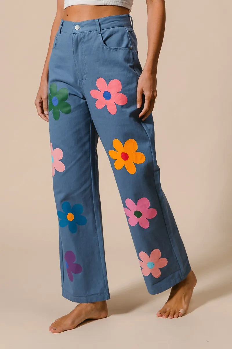 BiBi Flower Print Straight Legs Pants