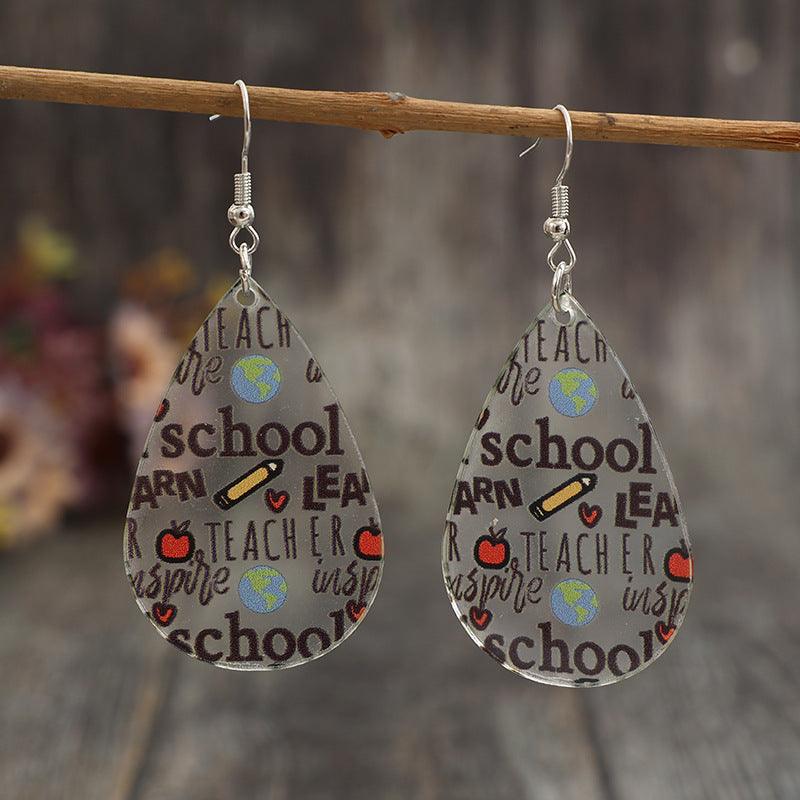 Acrylic Letter Teardrop Shape Earrings Transparent One Size