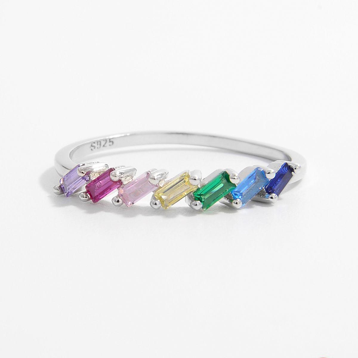 925 Sterling Silver Contrast Zircon Ring Silver