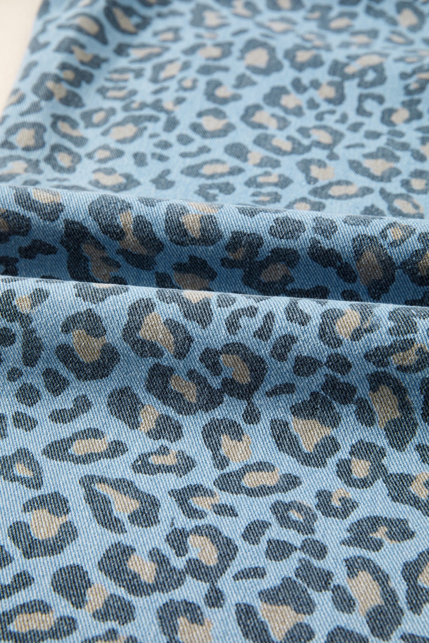 Leopard Exposed Seam Wide Leg Drawstring Jeans