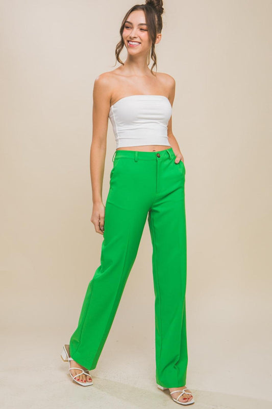 Love Tree High Waist Straight Pants APPLE