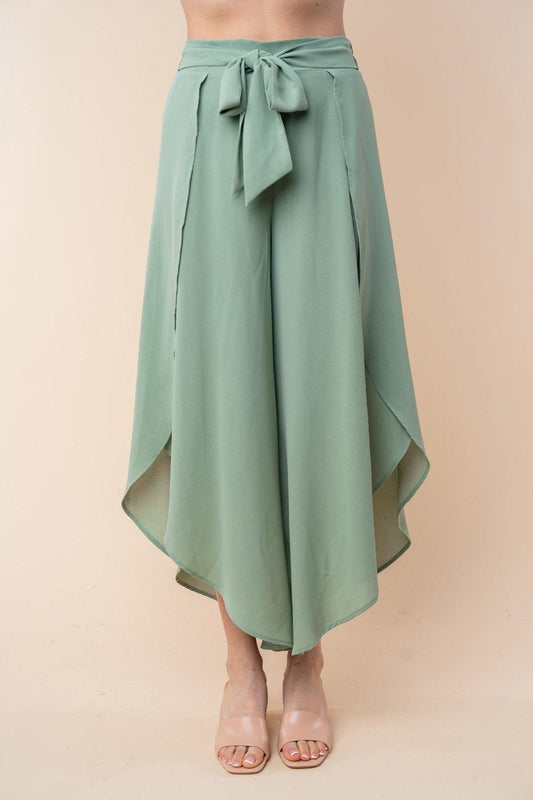White Birch High Waisted Woven Pants Sage