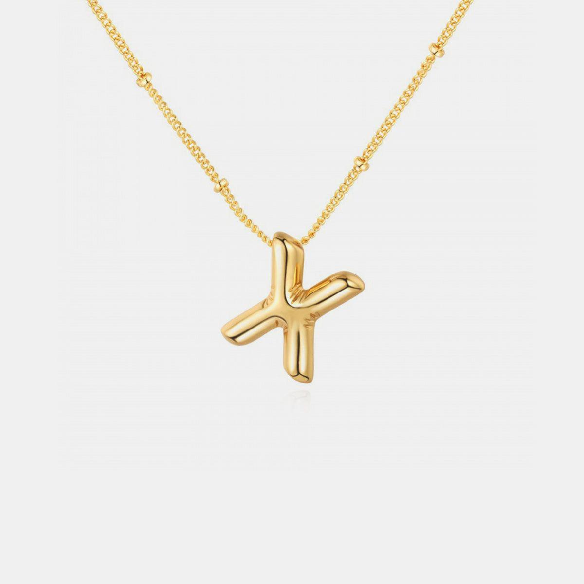 Gold-Plated Bubble Initial Necklace Style X One Size