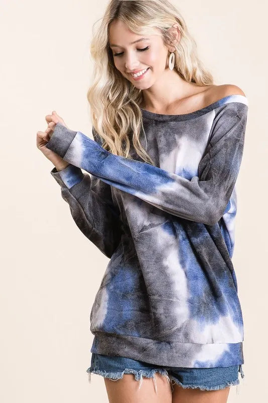 BiBi Tie Dye Sweater Knit Top