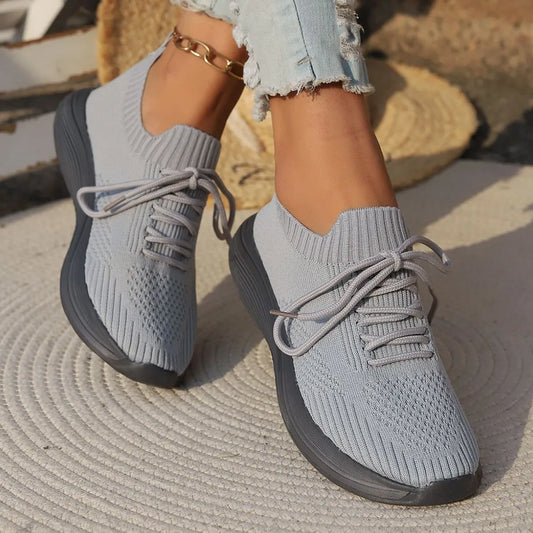 Lace Up Mesh Breathable Athletic Gray