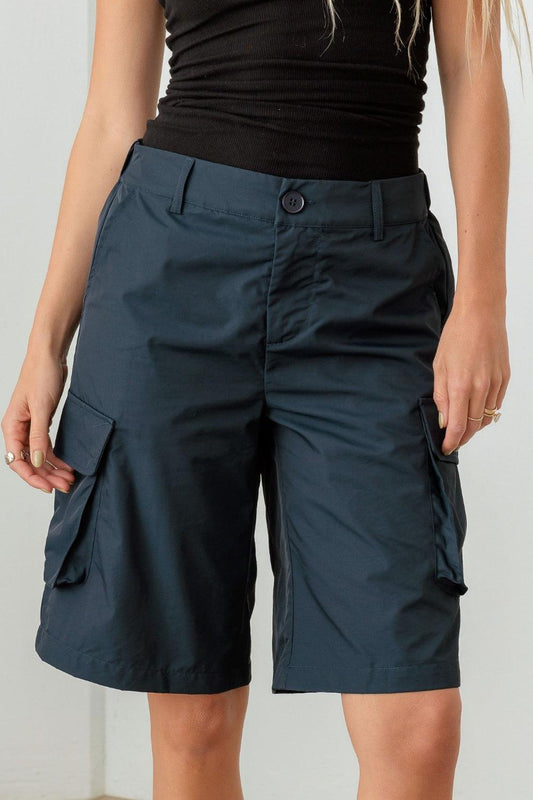 Tasha Apparel Navy Cargo Bermuda Shorts Navy