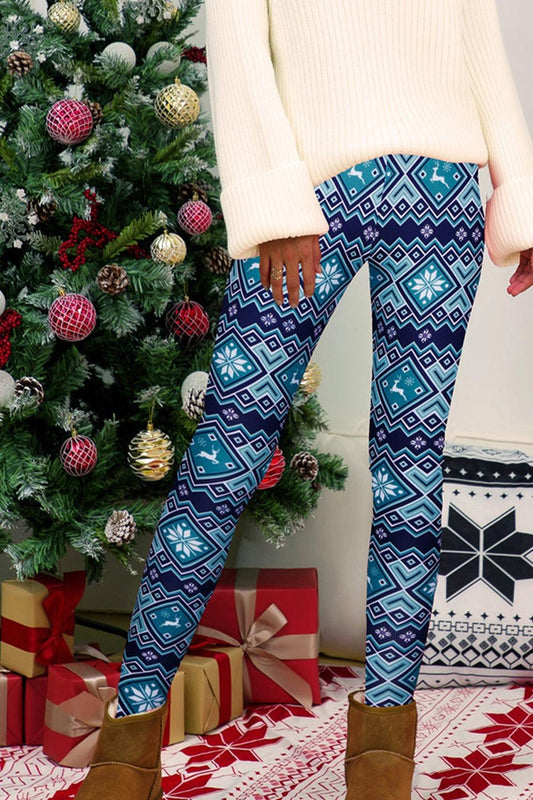 Full Size Geometric Leggings Cerulean