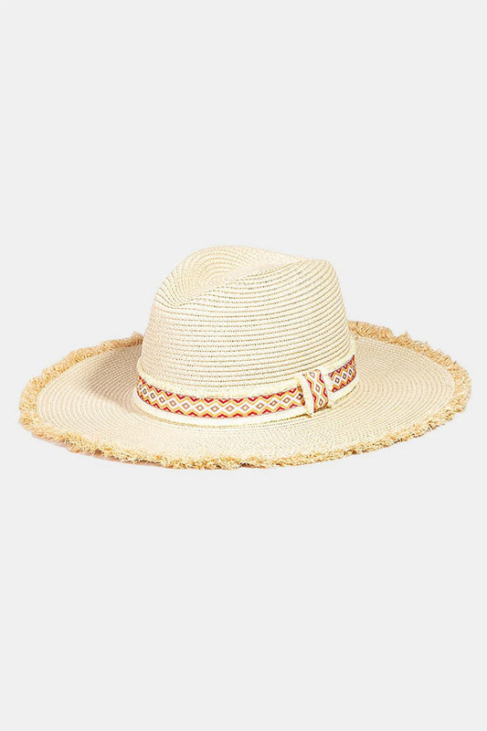 Fame Geometric Raw Hem Hat IV One Size