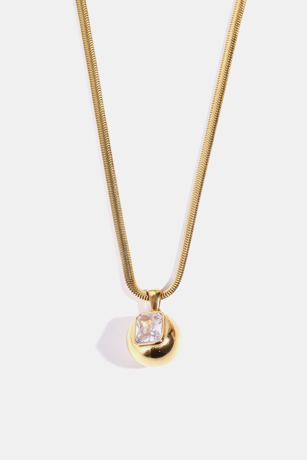 Zircon 18K Gold-Plated Geometrical Shape Pendant Necklace Transparent One Size