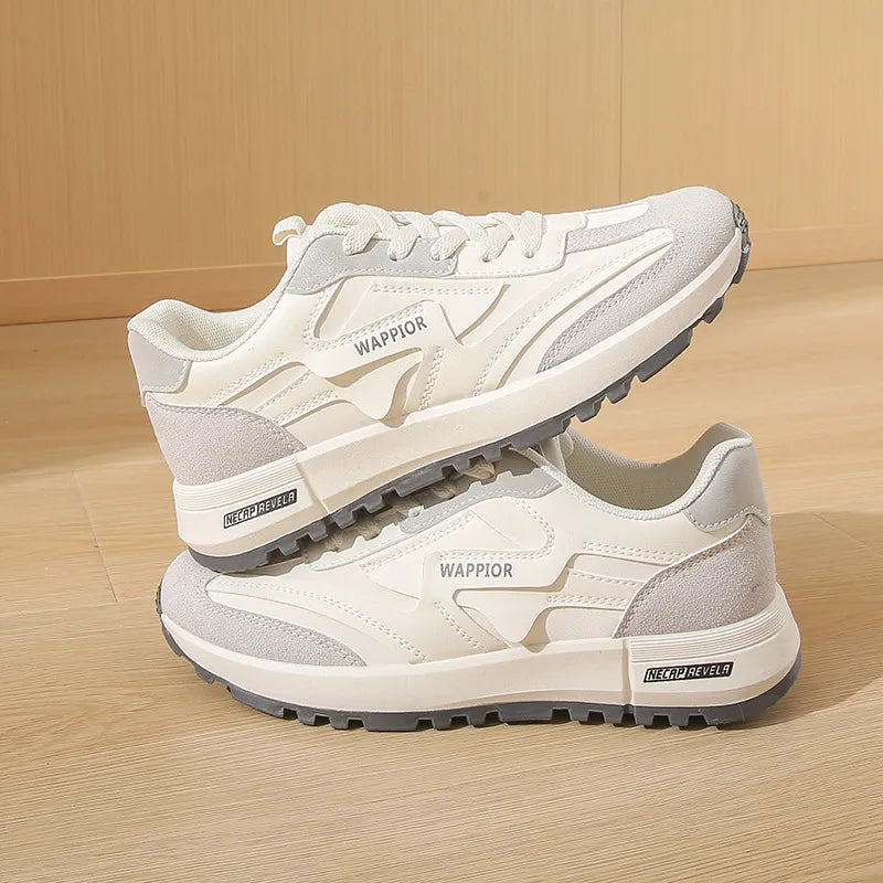 Lace Up Round Toe Contrast Athletic Light Gray