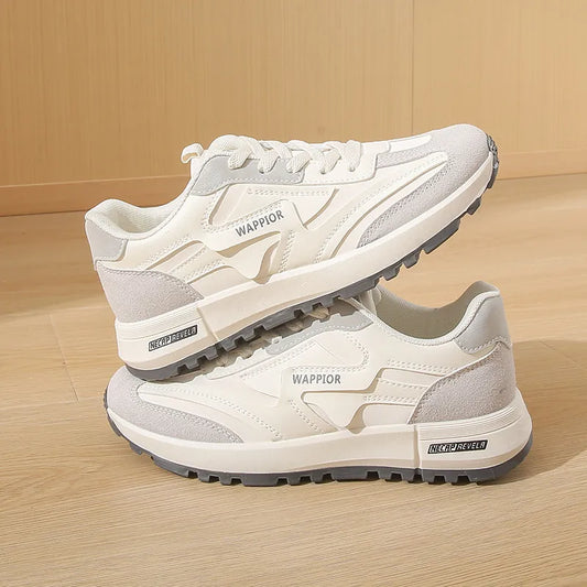 Lace Up Round Toe Contrast Athletic Light Gray