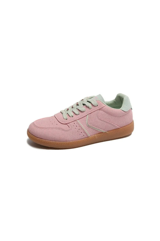 Round Toe Lace Up Sneakers Pink