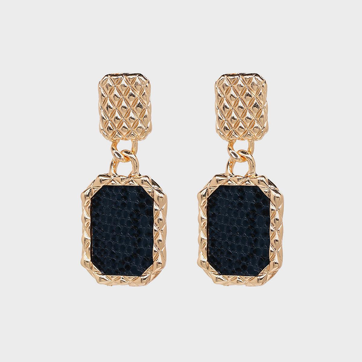 Geometric Alloy Dangle Earrings Dark Blue One Size