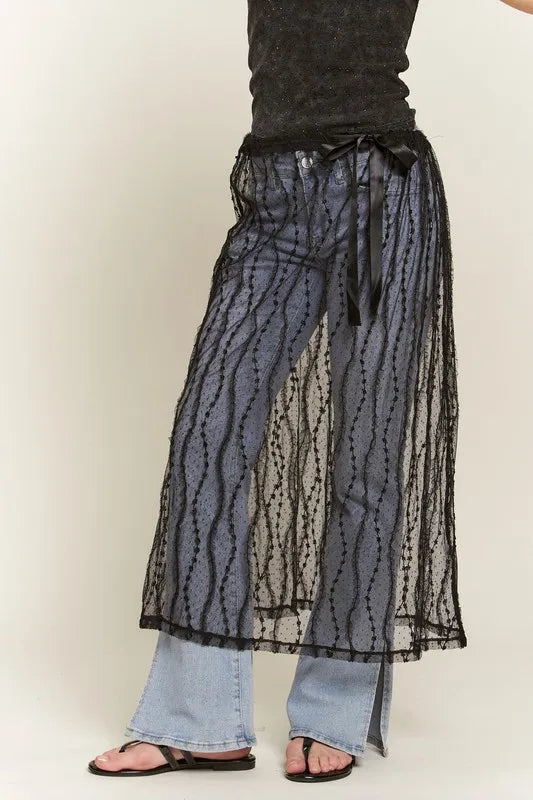 ADORA Sheer Layered Mesh Cover-Up Skirt