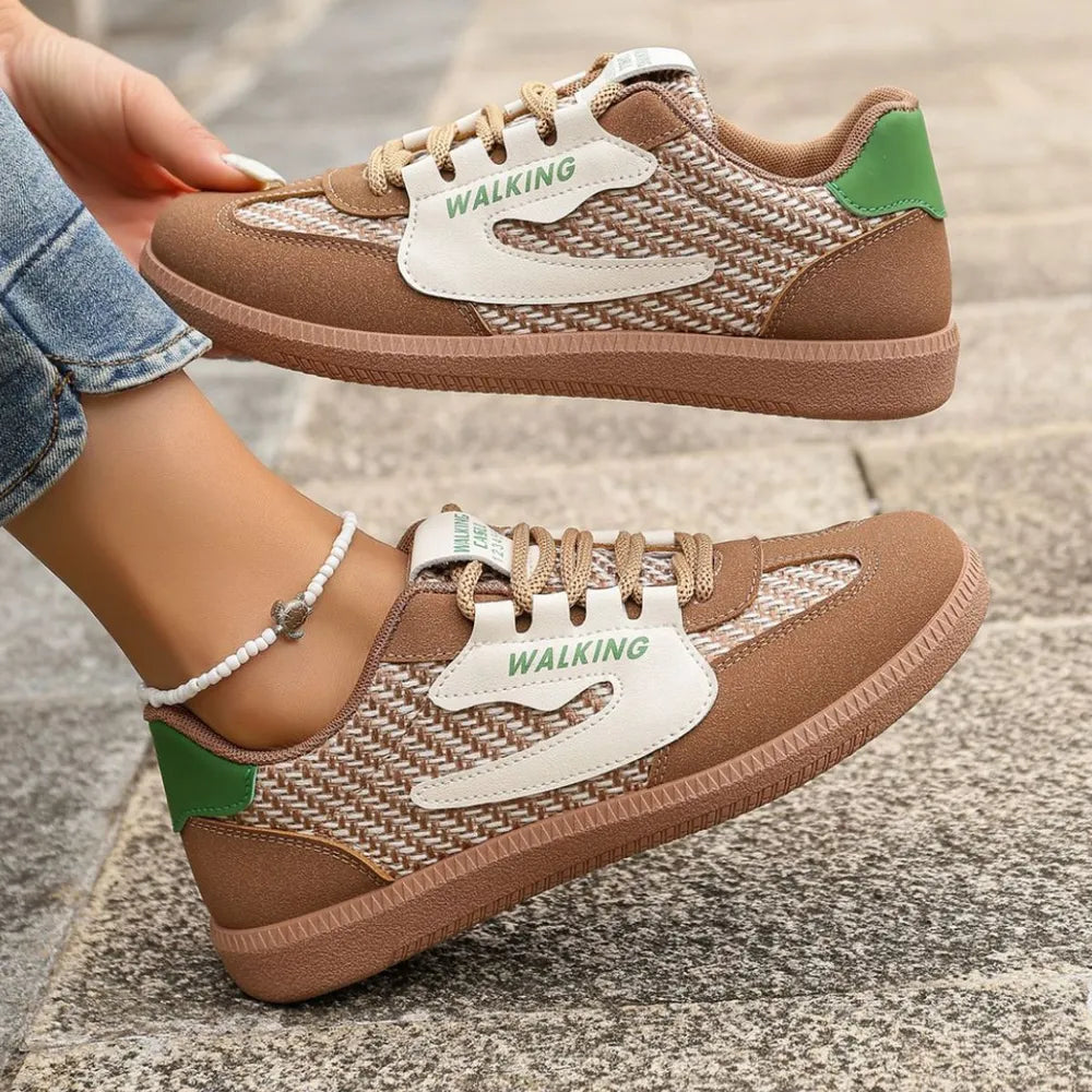 Round Toe Flats Sneakers Brown