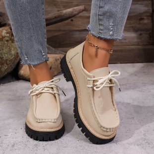 Women's Lace-Up British Striped Loafers | Cow Suede Leather Shoes