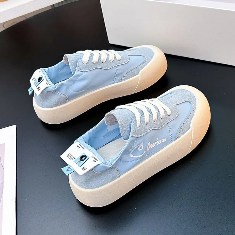 Lace Up Platform Sneakers Pastel Blue