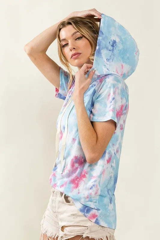 BiBi Tie Dye Terry Hoodie with Drawstring