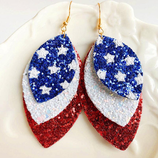 Leaf Shape Copper Dangle Earrings Style B One Size