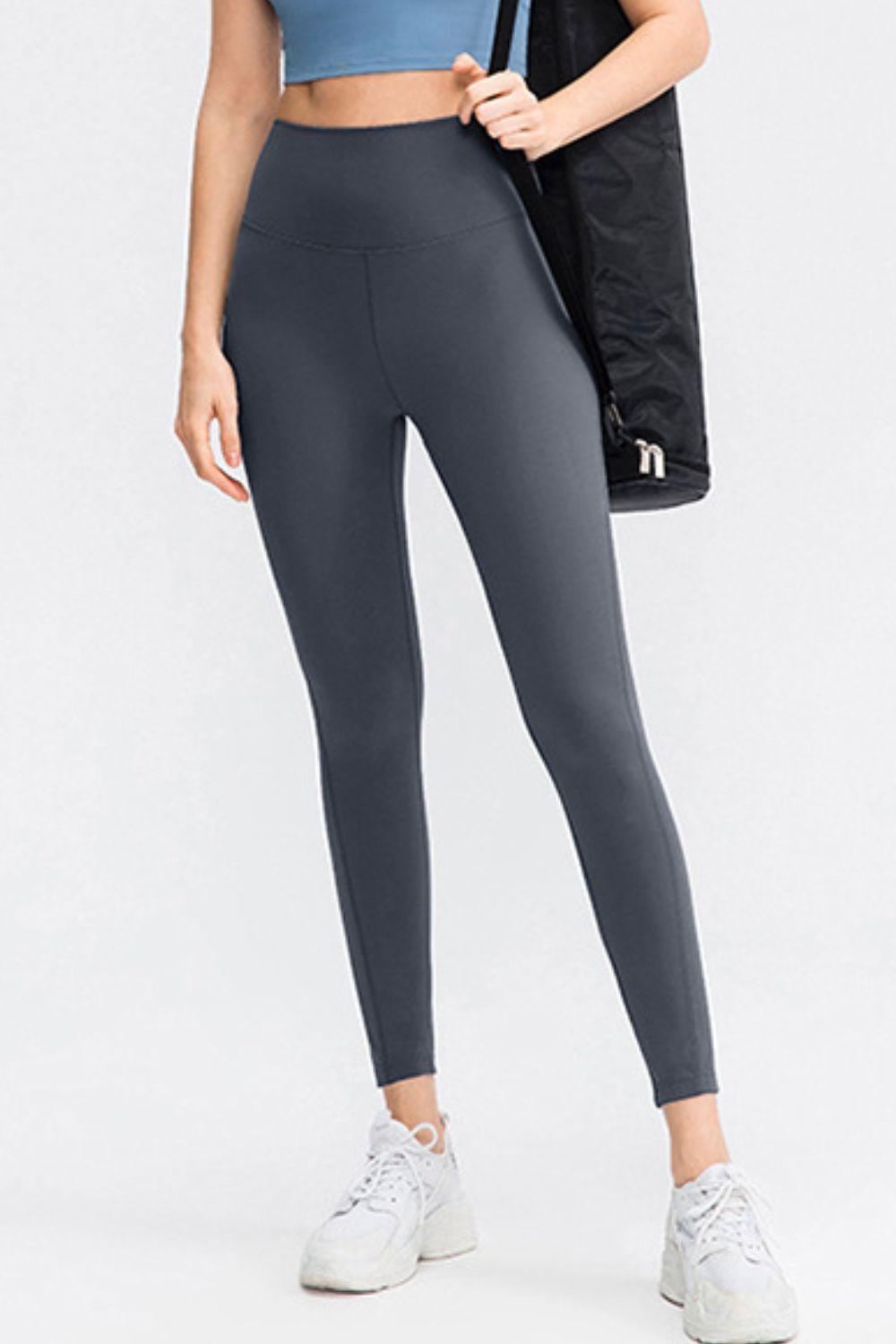 Slim Fit Wide Waistband Long Sports Pants Dark Gray
