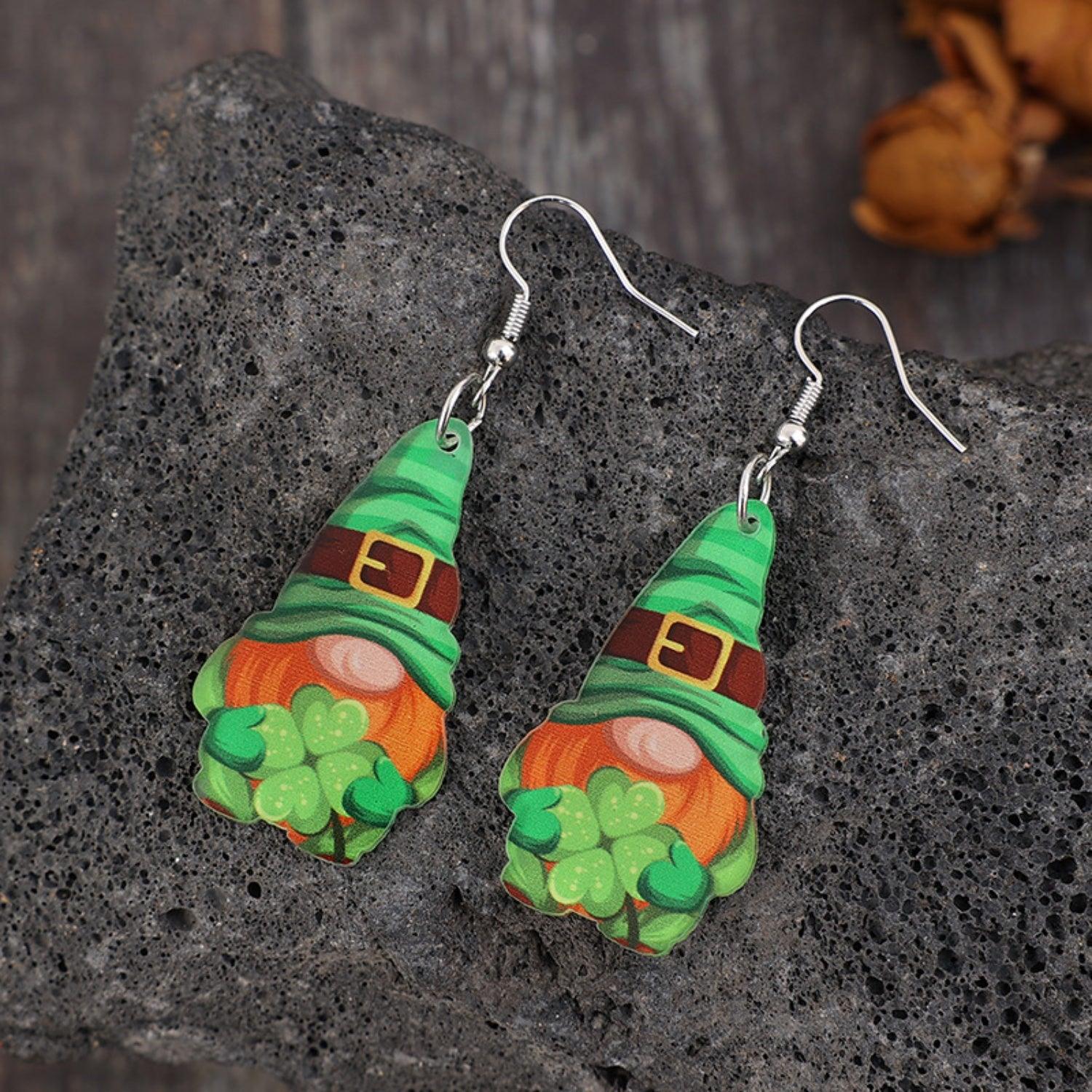 Wooden Alloy Dangle Earrings Green One Size