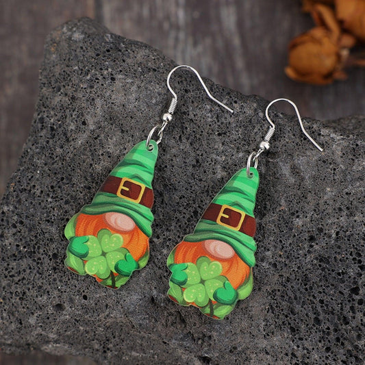 Wooden Alloy Dangle Earrings Green One Size