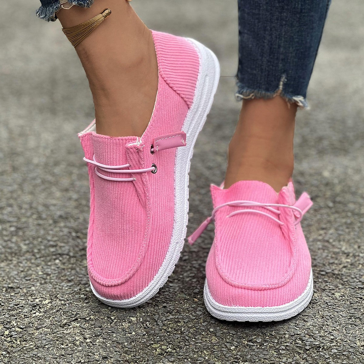 Round Toe Flat Slip-Ons Fuchsia Pink